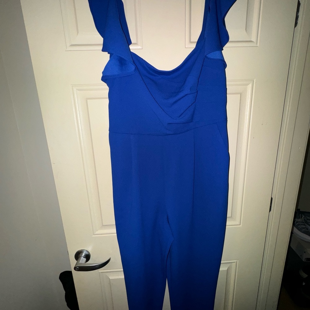 Calvin Klein Blue Jumpsuit with Ruffle Straps